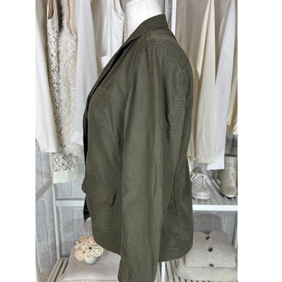 Gap Women's Sz XL 100% Cotton Olive Green Button Up Utility Blazer Jacket #0562 - Picture 4 of 11